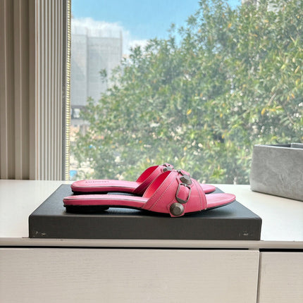 CAGOLE FLAT MULES IN FRENCH PINK CALFSKIN