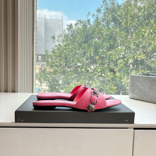 CAGOLE FLAT MULES IN FRENCH PINK CALFSKIN