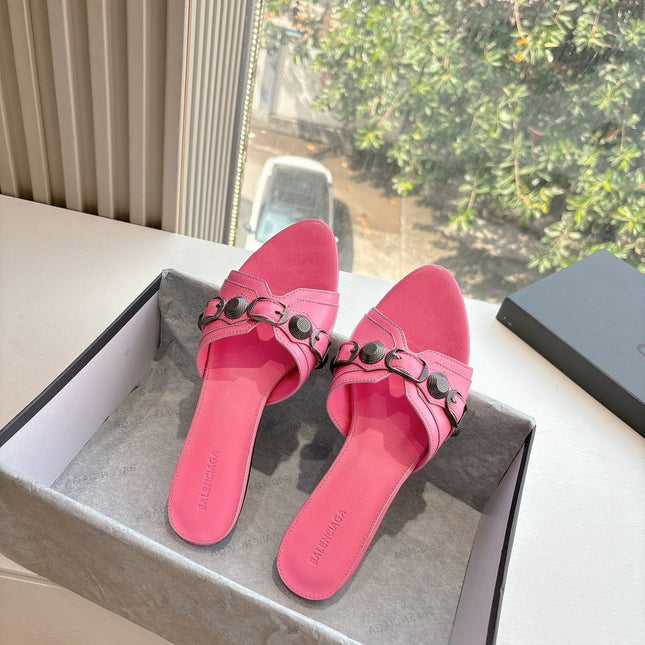 CAGOLE FLAT MULES IN FRENCH PINK CALFSKIN