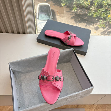 CAGOLE FLAT MULES IN FRENCH PINK CALFSKIN
