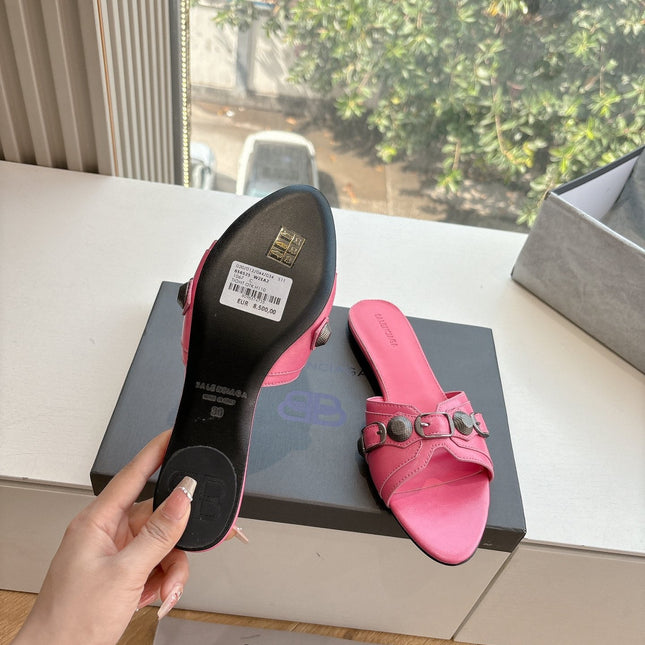 CAGOLE FLAT MULES IN FRENCH PINK CALFSKIN