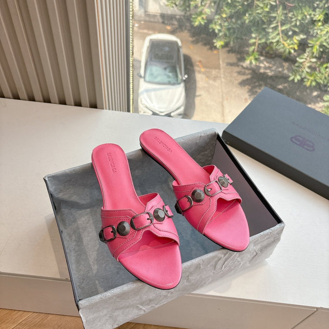 CAGOLE FLAT MULES IN FRENCH PINK CALFSKIN