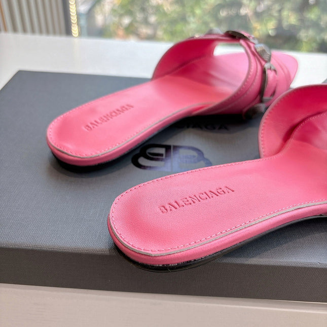 CAGOLE FLAT MULES IN FRENCH PINK CALFSKIN