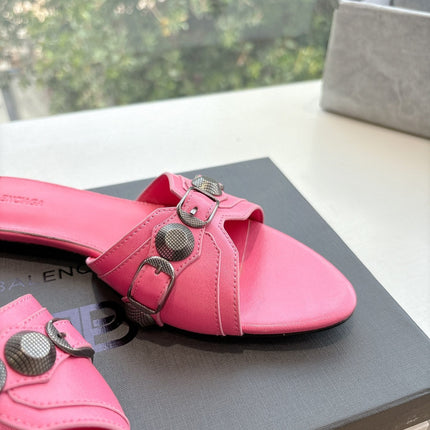CAGOLE FLAT MULES IN FRENCH PINK CALFSKIN
