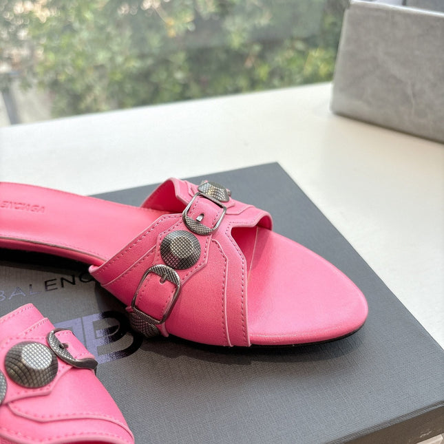 CAGOLE FLAT MULES IN FRENCH PINK CALFSKIN