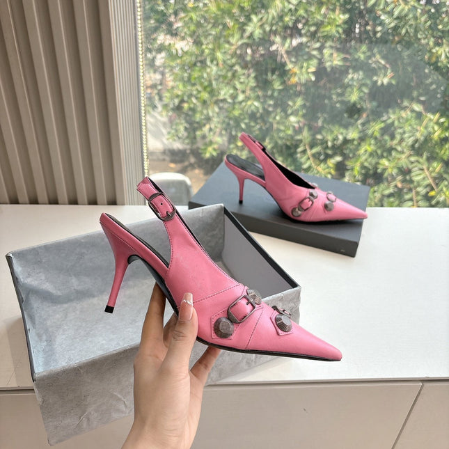 CAGOLE HIGH SLINGBACK IN BUBBLEGUM PINK GLOSSY CALFSKIN