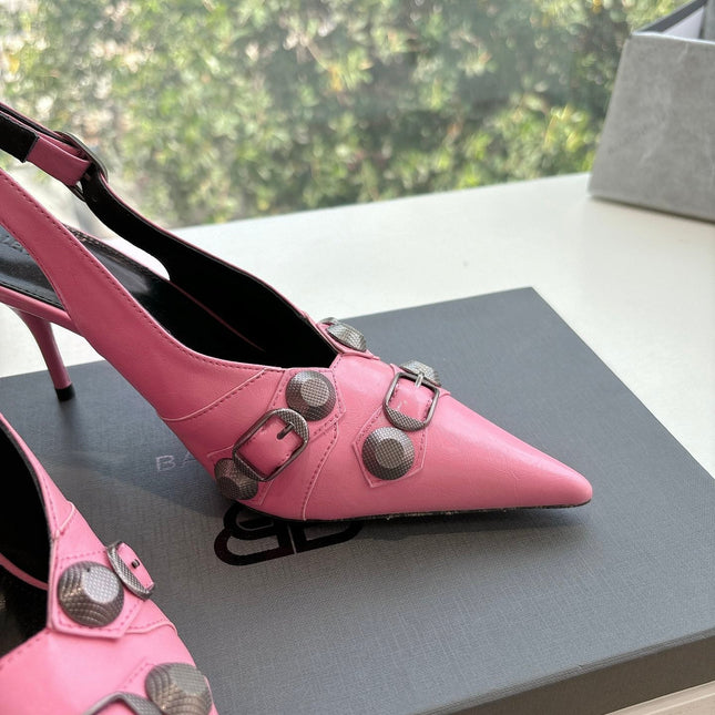 CAGOLE HIGH SLINGBACK IN BUBBLEGUM PINK GLOSSY CALFSKIN