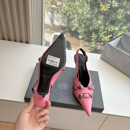 CAGOLE HIGH SLINGBACK IN BUBBLEGUM PINK GLOSSY CALFSKIN