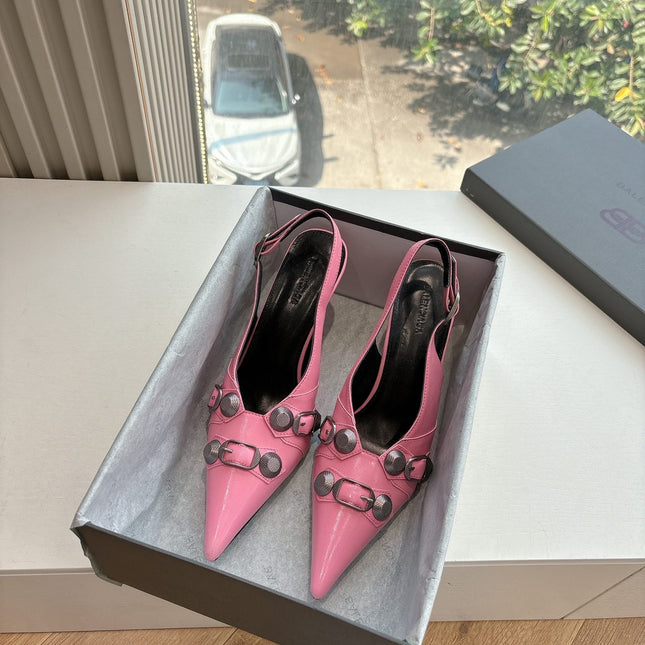CAGOLE HIGH SLINGBACK IN BUBBLEGUM PINK GLOSSY CALFSKIN