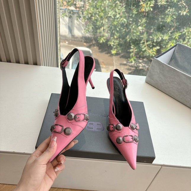CAGOLE HIGH SLINGBACK IN BUBBLEGUM PINK GLOSSY CALFSKIN