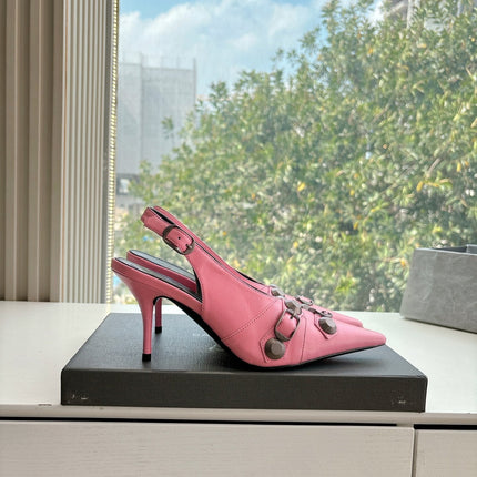 CAGOLE HIGH SLINGBACK IN BUBBLEGUM PINK GLOSSY CALFSKIN