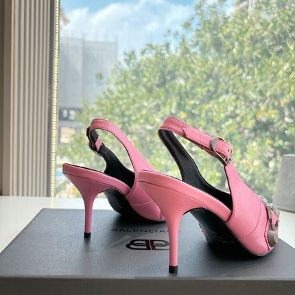 CAGOLE HIGH SLINGBACK IN BUBBLEGUM PINK GLOSSY CALFSKIN