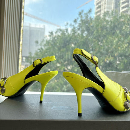 CAGOLE HIGH SLINGBACK IN YELLOW GLOSSY CALFSKIN