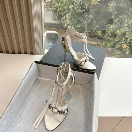 CAGOLE HIGH-HEEL SANDALS IN WHITE LAMBSKIN