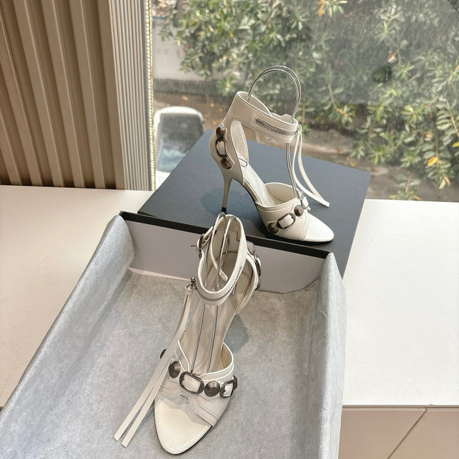 CAGOLE HIGH-HEEL SANDALS IN WHITE LAMBSKIN