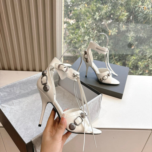 CAGOLE HIGH-HEEL SANDALS IN WHITE LAMBSKIN