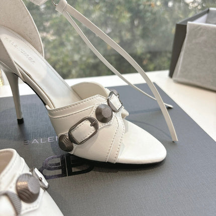 CAGOLE HIGH-HEEL SANDALS IN WHITE LAMBSKIN