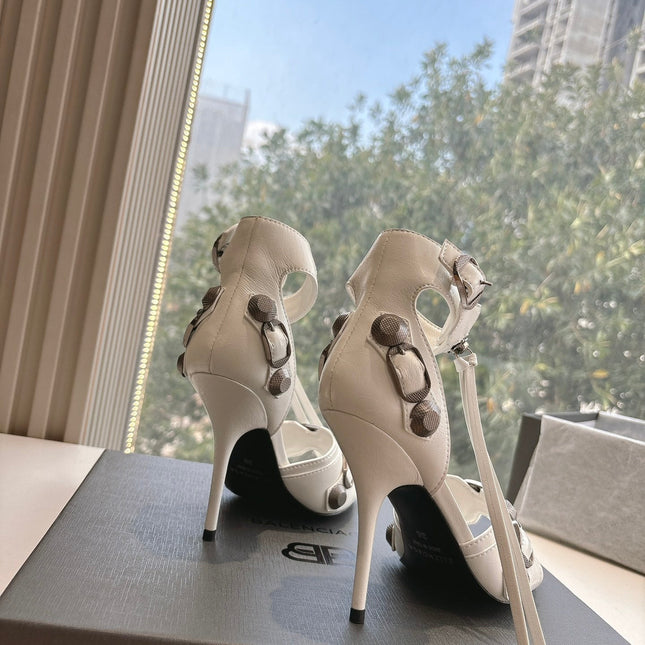 CAGOLE HIGH-HEEL SANDALS IN WHITE LAMBSKIN