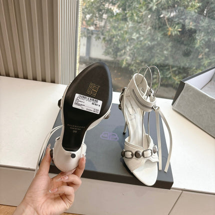 CAGOLE HIGH-HEEL SANDALS IN WHITE LAMBSKIN