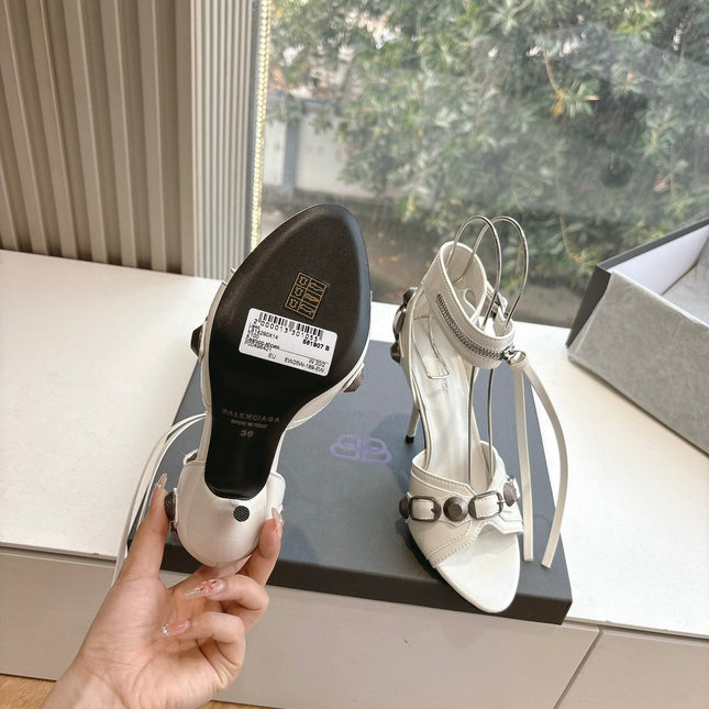 CAGOLE HIGH-HEEL SANDALS IN WHITE LAMBSKIN