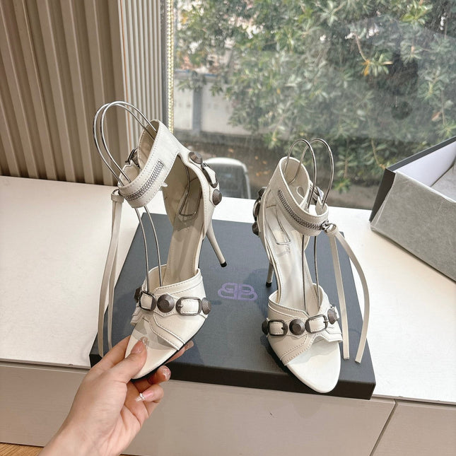 CAGOLE HIGH-HEEL SANDALS IN WHITE LAMBSKIN