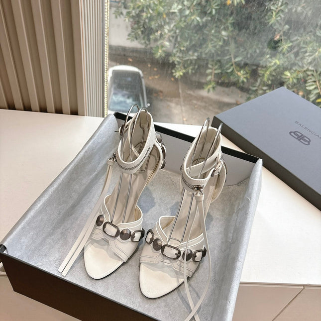 CAGOLE HIGH-HEEL SANDALS IN WHITE LAMBSKIN