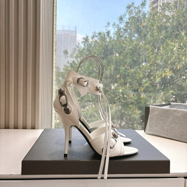 CAGOLE HIGH-HEEL SANDALS IN WHITE LAMBSKIN