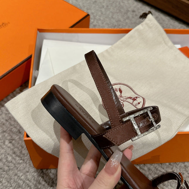 BUCKLE SANDAL CHOCOLATE CALFSKIN