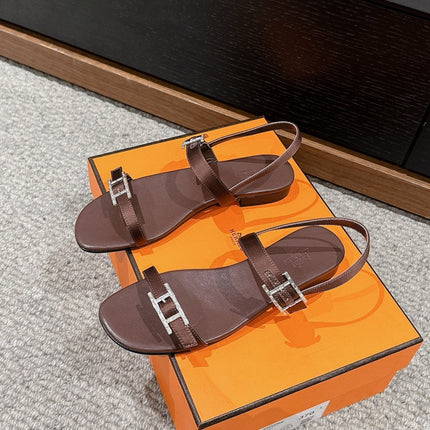 BUCKLE SANDAL CHOCOLATE CALFSKIN
