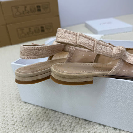 DIOR FLAT SLINGBACK 25S IN NUDE LACE NET FABRIC AND SUEDE