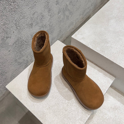 SNAP ANKLE BOOT IN BRONZE BROWN SUEDE AND SHEARLING LINING