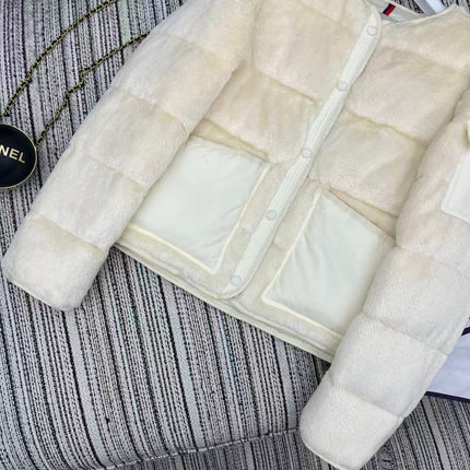 MONCLER 25S TEDDY FLEECE ROUND-NECK JACKET 193