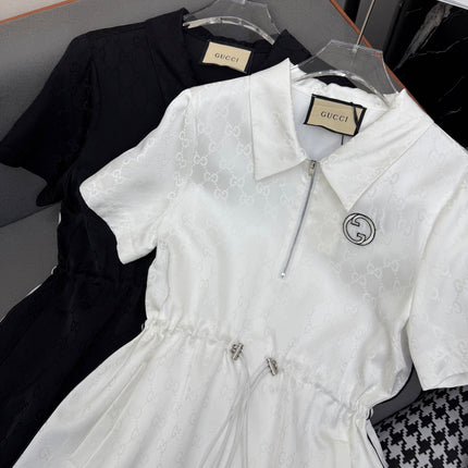 SHORT-SLEEVE DRESS WITH ADJUSTABLE WAIST TIE