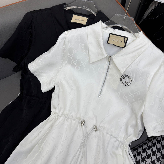 SHORT-SLEEVE DRESS WITH ADJUSTABLE WAIST TIE