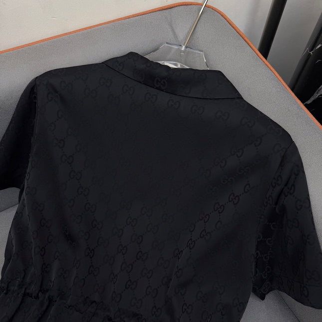 SHORT-SLEEVE DRESS WITH ADJUSTABLE WAIST TIE