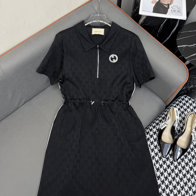 SHORT-SLEEVE DRESS WITH ADJUSTABLE WAIST TIE