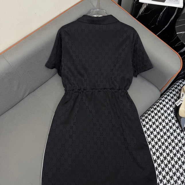 SHORT-SLEEVE DRESS WITH ADJUSTABLE WAIST TIE