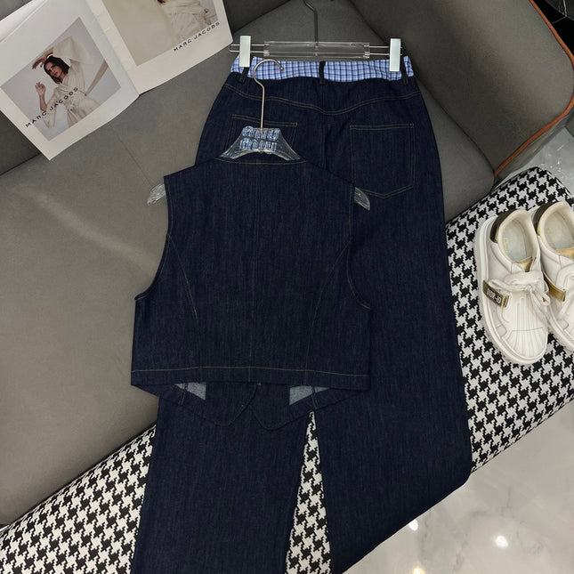 SET SLEEVELESS TOP AND DENIM PANTS 263282