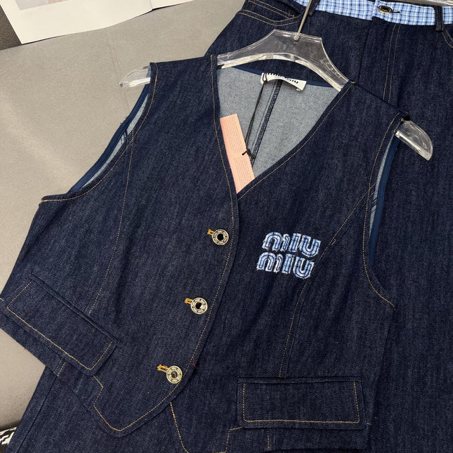 SET SLEEVELESS TOP AND DENIM PANTS 263282