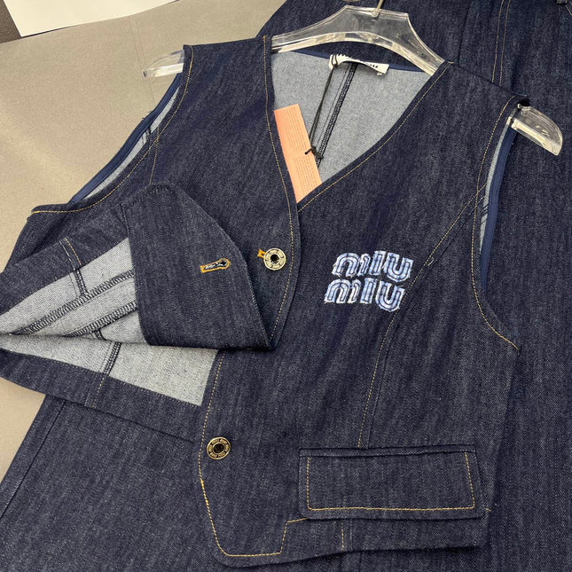 SET SLEEVELESS TOP AND DENIM PANTS 263282