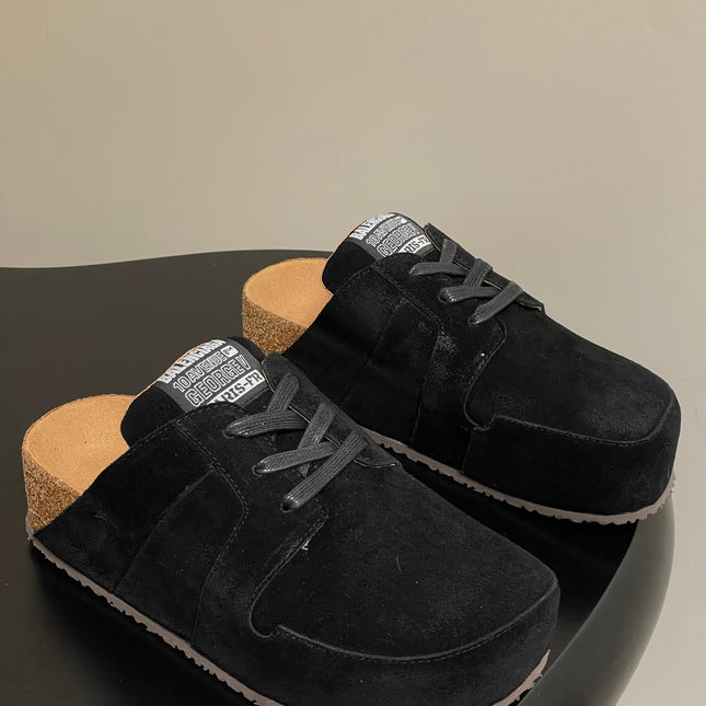 BALENCIAGA 25S MULES BIRKENSTOCK IN BLACK SUEDE