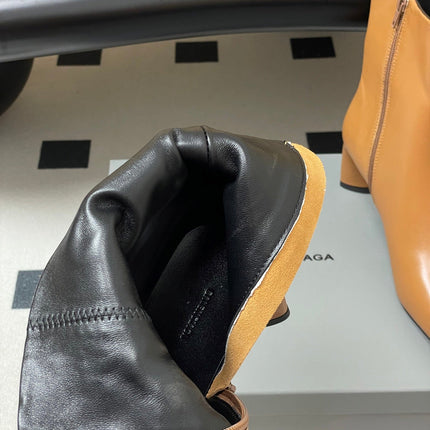 BALENCIAGA 25S ANKLE BOOTS 65 MM IN LIGHT BROWN COW LEATHER