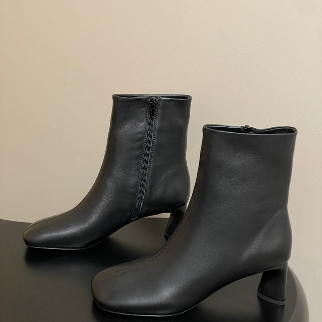 BALENCIAGA 25S ANKLE BOOTS 65 MM IN BLACK COW LEATHER