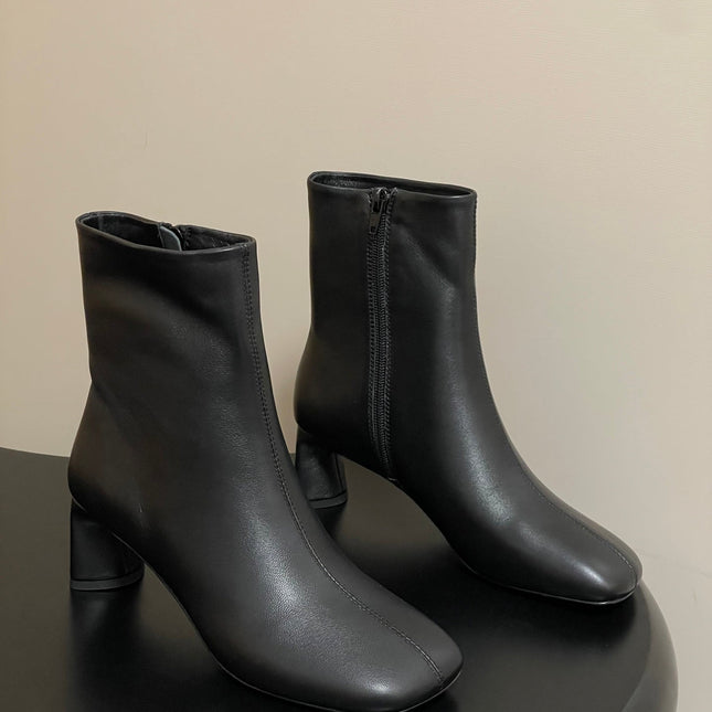 BALENCIAGA 25S ANKLE BOOTS 65 MM IN BLACK COW LEATHER