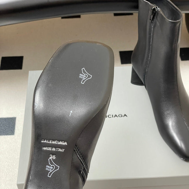 BALENCIAGA 25S ANKLE BOOTS 65 MM IN BLACK COW LEATHER