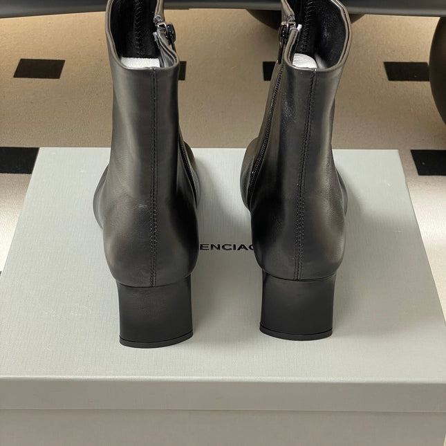 BALENCIAGA 25S ANKLE BOOTS 65 MM IN BLACK COW LEATHER