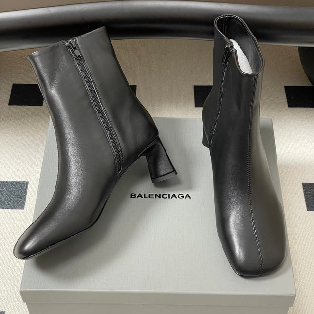 BALENCIAGA 25S ANKLE BOOTS 65 MM IN BLACK COW LEATHER