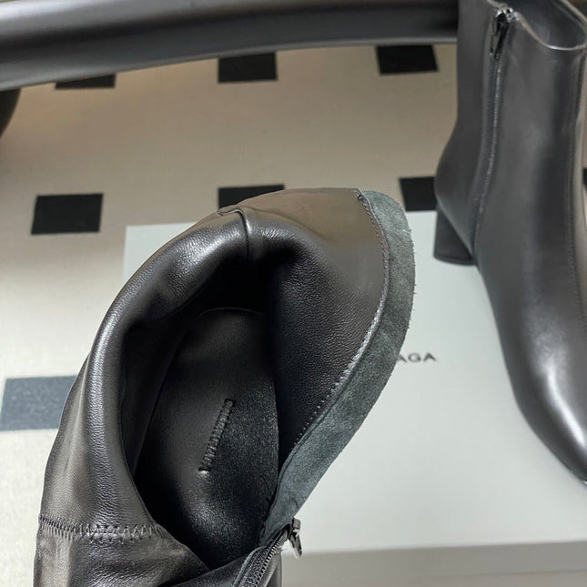 BALENCIAGA 25S ANKLE BOOTS 65 MM IN BLACK COW LEATHER