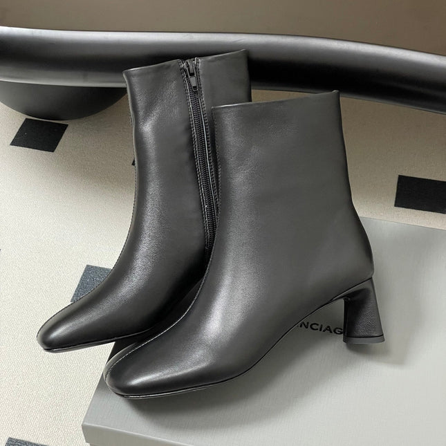 BALENCIAGA 25S ANKLE BOOTS 65 MM IN BLACK COW LEATHER