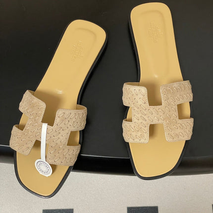 HM 25S ORAN SANDAL IN BEIGE SUEDE AND LAMBSKIN
